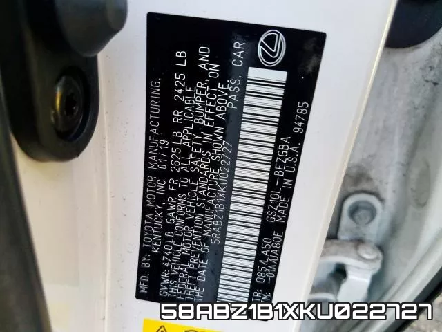 58ABZ1B1XKU022727 фото 2