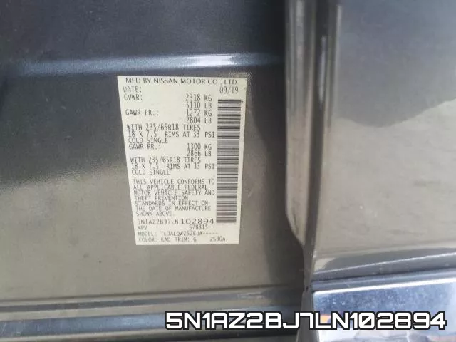 5N1AZ2BJ7LN102894 фото 2