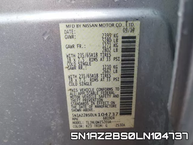 5N1AZ2BS0LN104737 фото 2