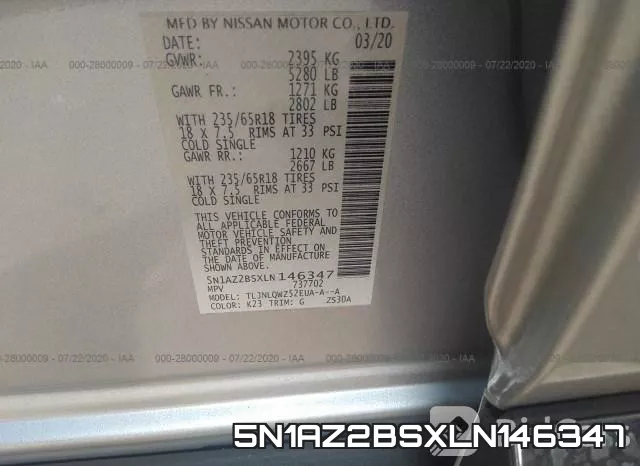 5N1AZ2BSXLN146347 фото 10