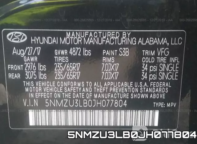 5NMZU3LB0JH077804 фото 10