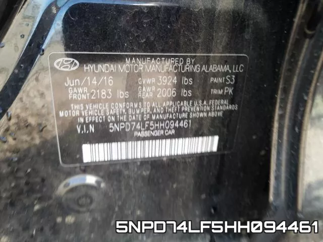 5NPD74LF5HH094461 фото 2