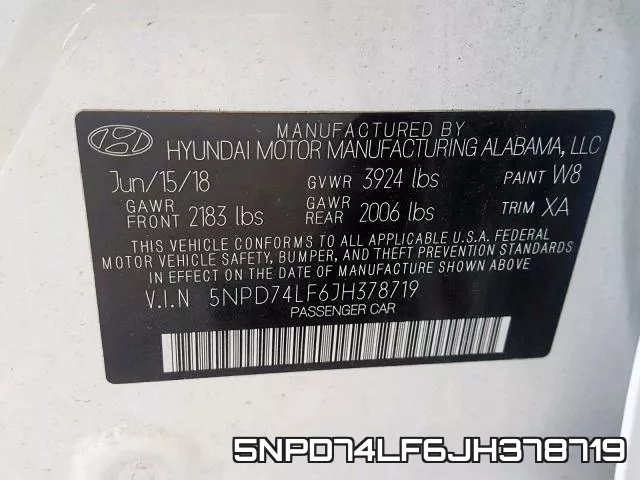 5NPD74LF6JH378719 фото 2