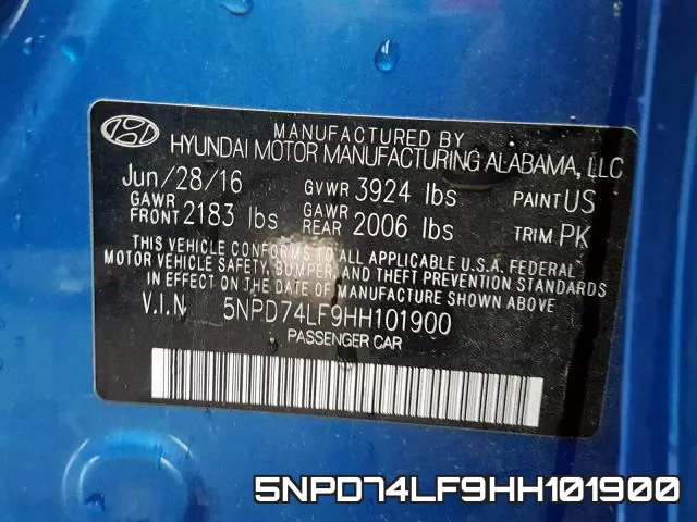 5NPD74LF9HH101900 фото 2