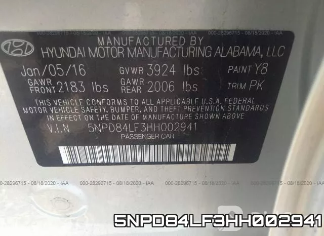 5NPD84LF3HH002941 фото 10
