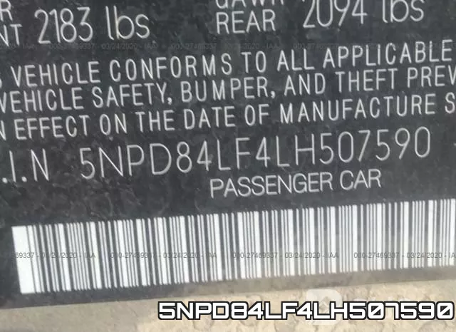 5NPD84LF4LH507590 фото 10