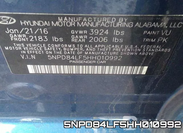 5NPD84LF5HH010992 фото 10