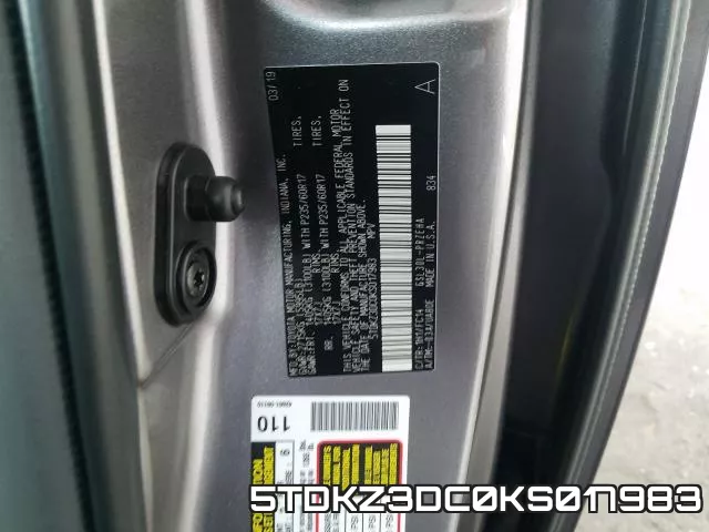 5TDKZ3DC0KS017983 фото 2