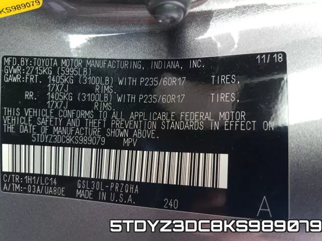 5TDYZ3DC8KS989079 фото 2