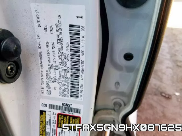 5TFAX5GN9HX087625 фото 2