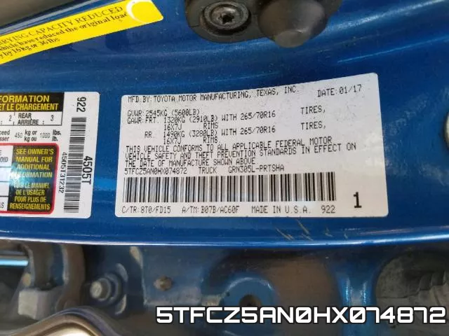 5TFCZ5AN0HX074872 фото 2