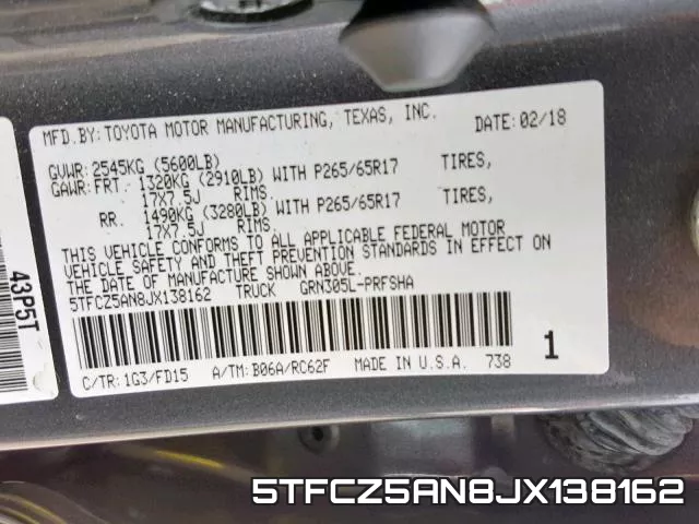 5TFCZ5AN8JX138162 фото 2