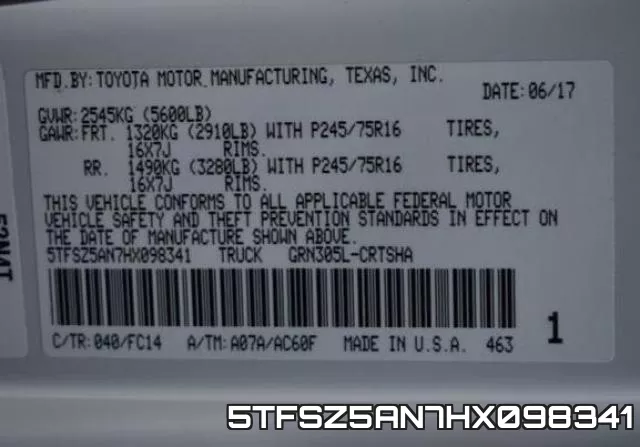 5TFSZ5AN7HX098341 фото 2