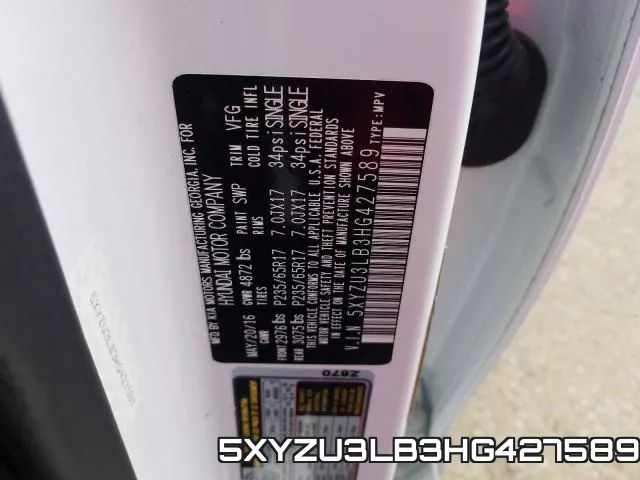 5XYZU3LB3HG427589 фото 2