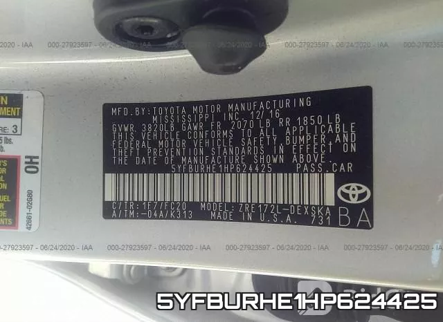 5YFBURHE1HP624425 фото 10