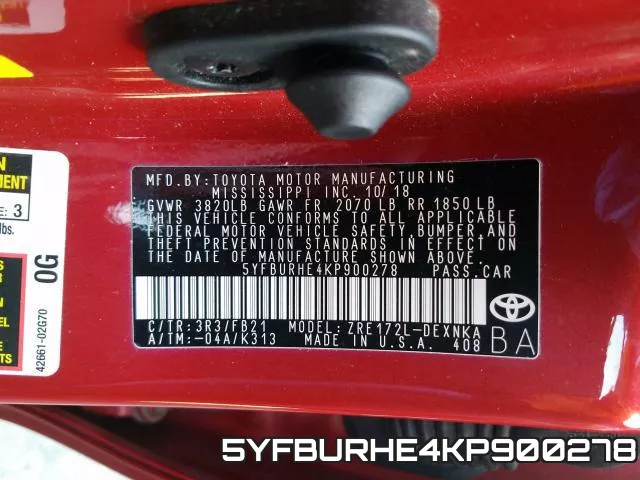 5YFBURHE4KP900278 фото 2
