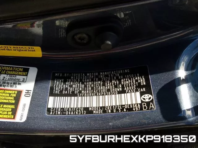 5YFBURHEXKP918350 фото 2