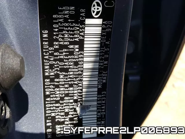 5YFEPRAE2LP006893 фото 2
