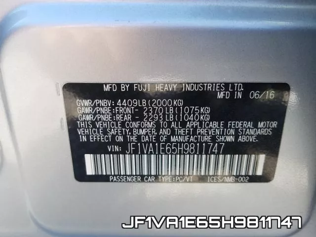 JF1VA1E65H9811747 фото 2