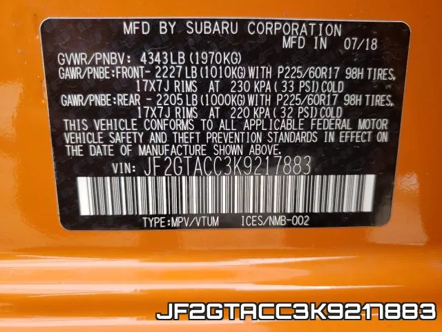 JF2GTACC3K9217883 фото 2