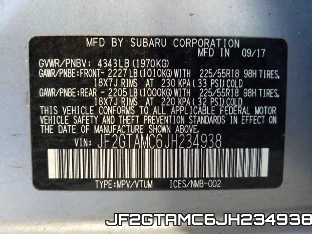 JF2GTAMC6JH234938 фото 2