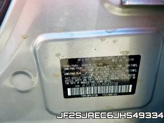 JF2SJAEC6JH549334 фото 2