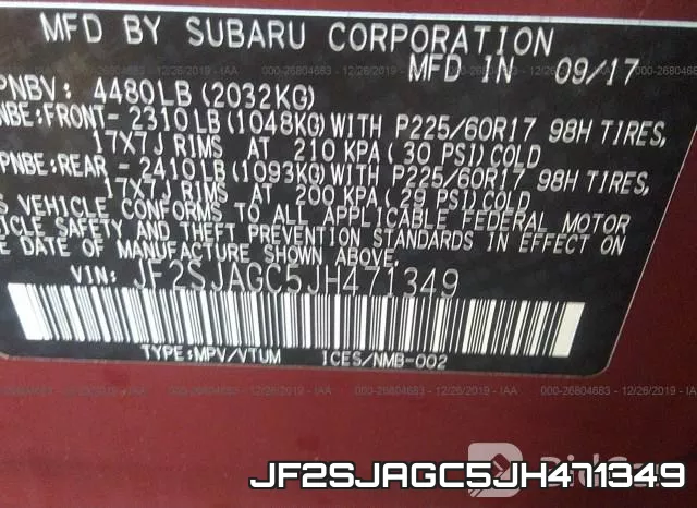 JF2SJAGC5JH471349 фото 10
