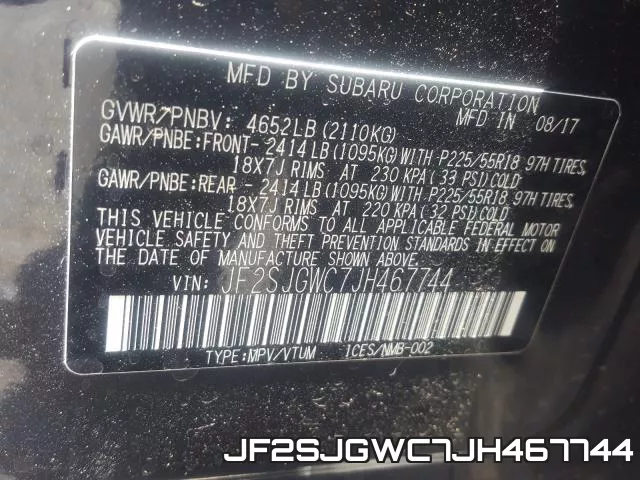 JF2SJGWC7JH467744 фото 2