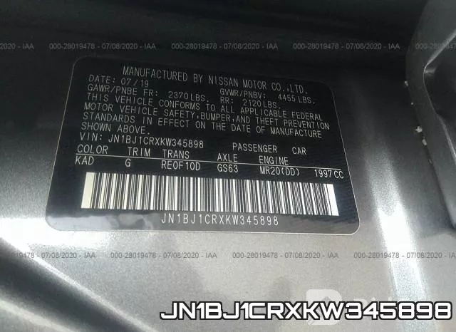 JN1BJ1CRXKW345898 фото 10