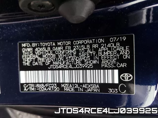 JTDS4RCE4LJ039925 фото 2