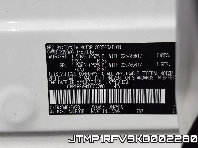 JTMP1RFV9KD002280 фото 2