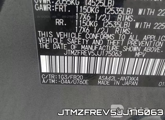 JTMZFREV5JJ175063 фото 10
