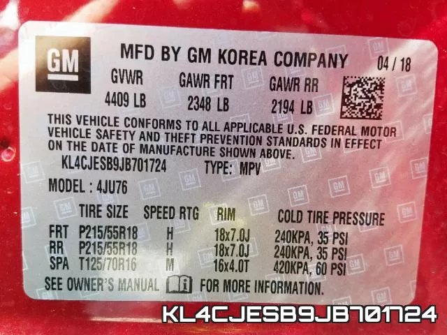KL4CJESB9JB701724 фото 2