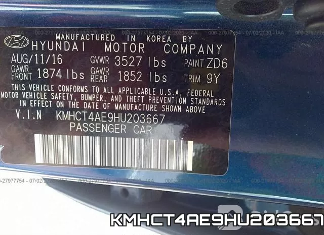 KMHCT4AE9HU203667 фото 10