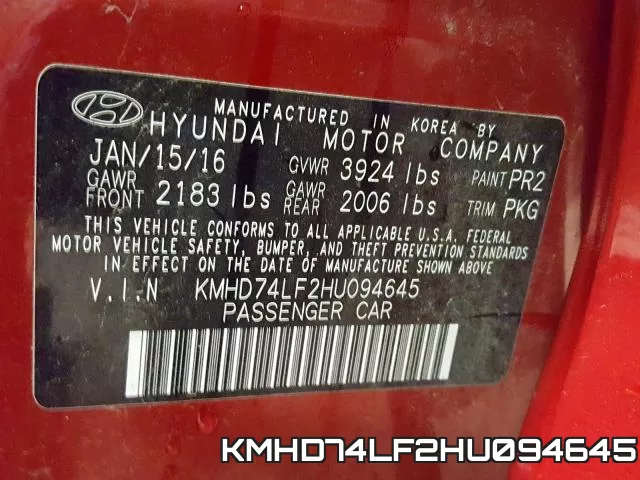 KMHD74LF2HU094645 фото 2