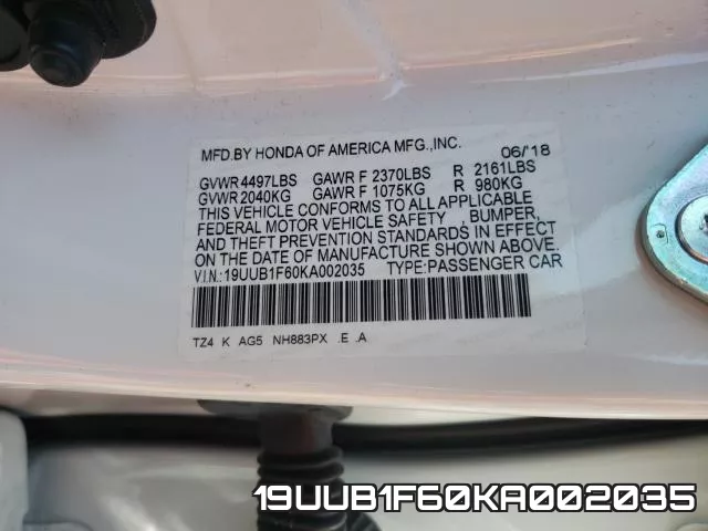 19UUB1F60KA002035 фото 2