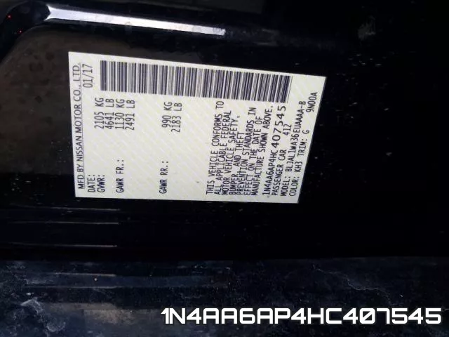 1N4AA6AP4HC407545 фото 2