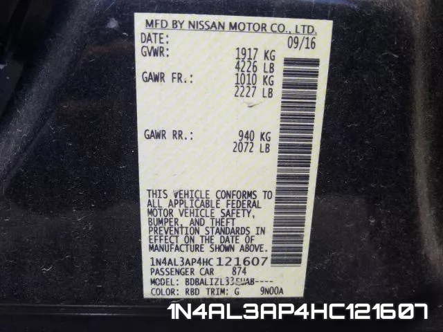 1N4AL3AP4HC121607 фото 2