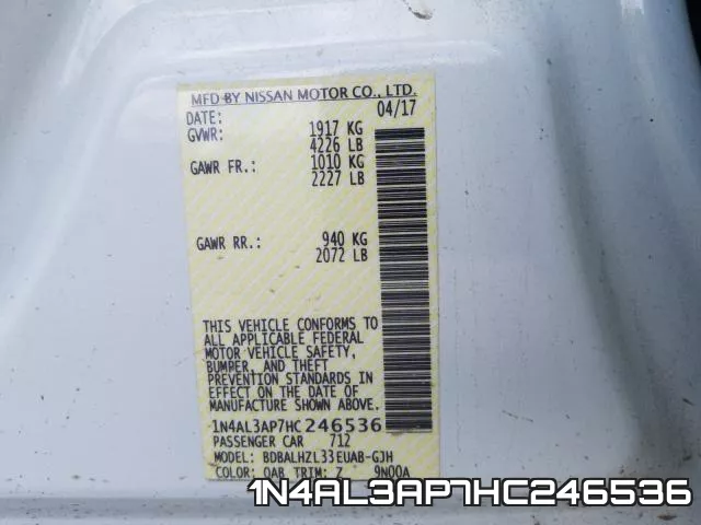 1N4AL3AP7HC246536 фото 2