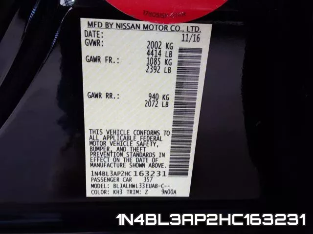 1N4BL3AP2HC163231 фото 2