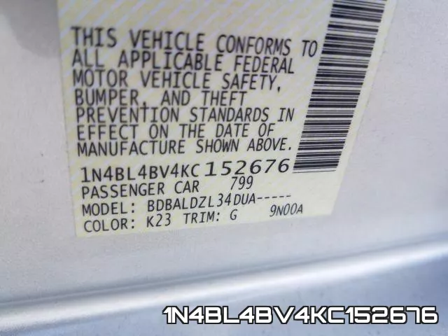 1N4BL4BV4KC152676 фото 2