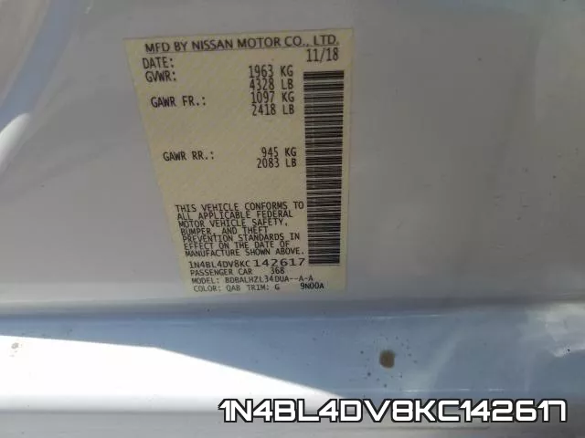 1N4BL4DV8KC142617 фото 2