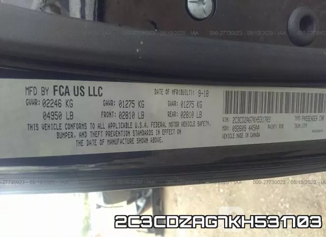 2C3CDZAG7KH531703 фото 10