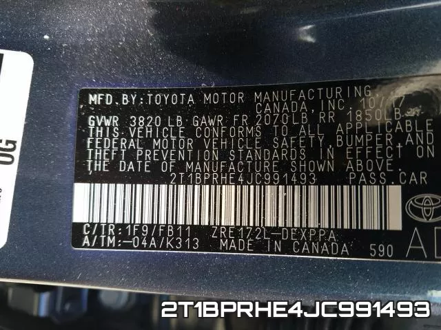 2T1BPRHE4JC991493 фото 2