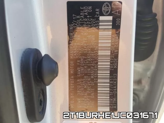 2T1BURHE1JC031671 фото 2