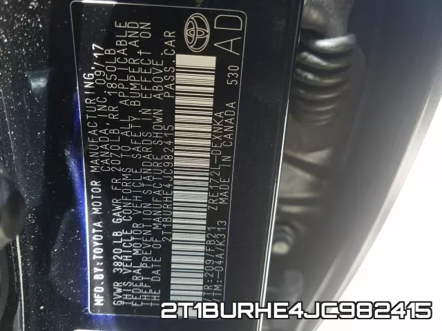 2T1BURHE4JC982415 фото 2