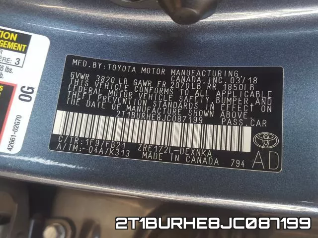 2T1BURHE8JC087199 фото 2