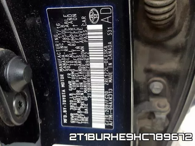 2T1BURHE9HC789672 фото 2