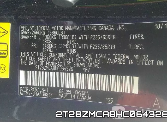 2T2BZMCA8HC064326 фото 10