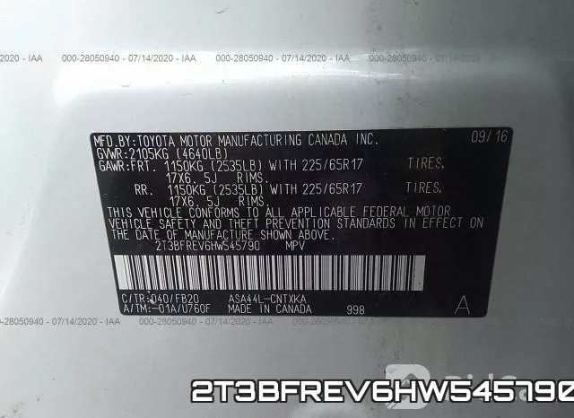 2T3BFREV6HW545790 фото 10
